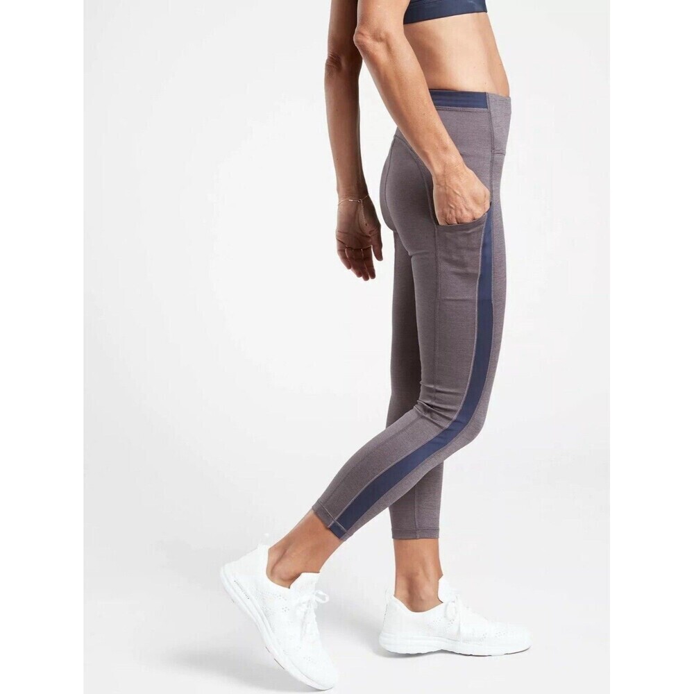Athleta 7/8 Leggings Womens Medium Ultimate Stash Pocket Heather Blue Pants - Picture 3 of 11